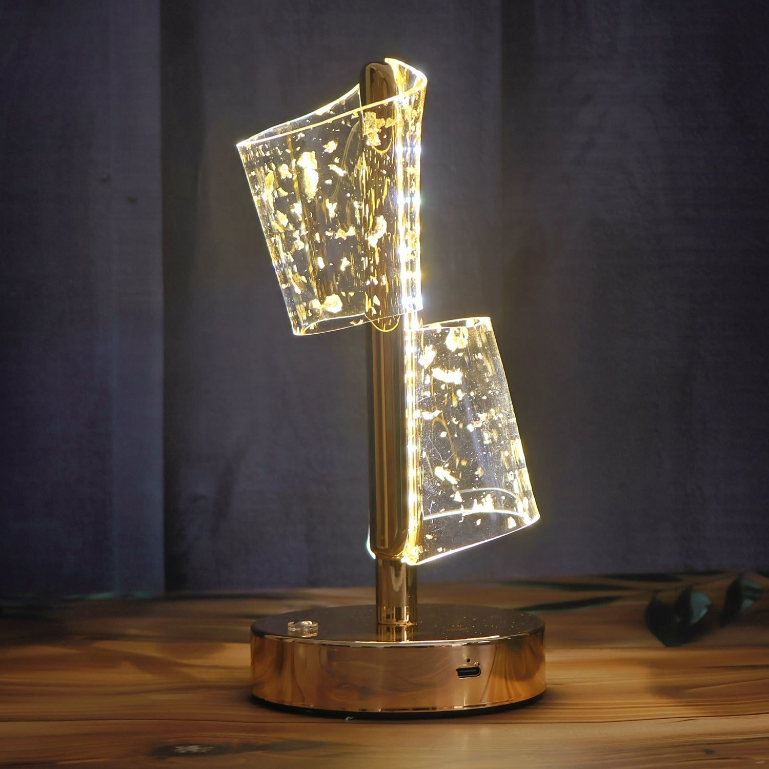 Luxury Golden Crystal LED Double Shade Table Lamp (1 Pc) Luxury Golden Crystal LED Double Shade Table Lamp (1 Pc)